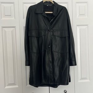 Zara Faux Leather long jacket/shirt/dress in black in size large